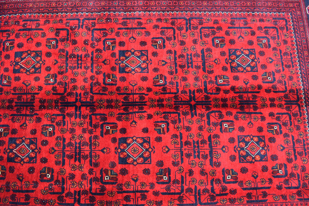 6.11 x4.10 Ft Afghan Bukhara Rug, Afghan Handmade Wool Rug, Oriental Turkoman Hand-knotted Wool Rug, Living Room Rug, Bedroom Rug Afghan Rug