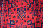 6.11 x4.10 Ft Afghan Bukhara Rug, Afghan Handmade Wool Rug, Oriental Turkoman Hand-knotted Wool Rug, Living Room Rug, Bedroom Rug Afghan Rug