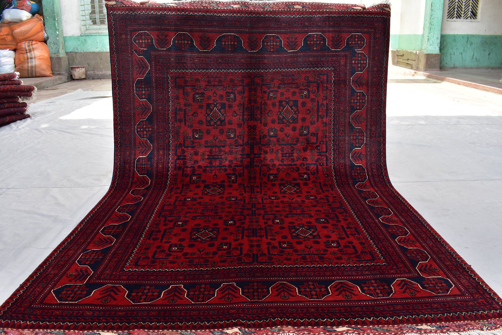 6.11 x4.10 Ft Afghan Bukhara Rug, Afghan Handmade Wool Rug, Oriental Turkoman Hand-knotted Wool Rug, Living Room Rug, Bedroom Rug Afghan Rug