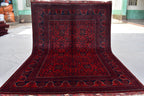 6.11 x4.10 Ft Afghan Bukhara Rug, Afghan Handmade Wool Rug, Oriental Turkoman Hand-knotted Wool Rug, Living Room Rug, Bedroom Rug Afghan Rug
