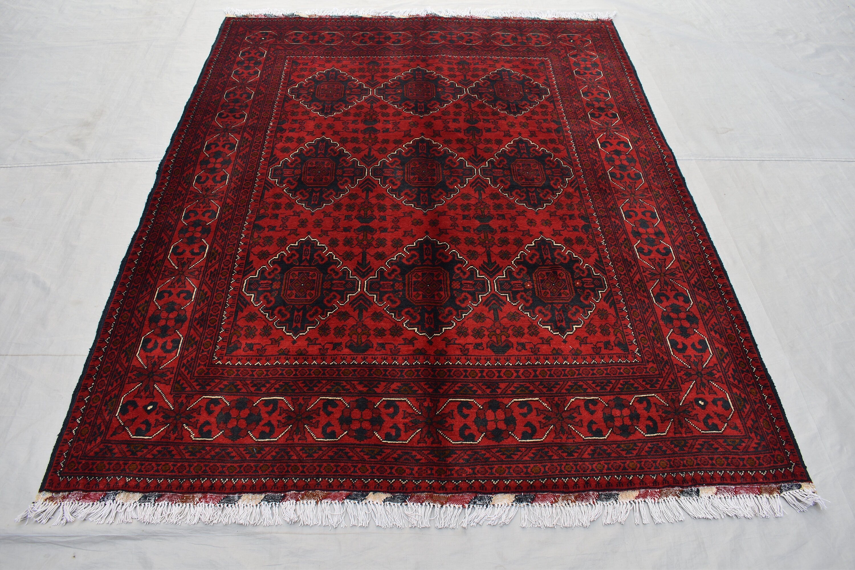 5×7 Afghan Bukhara Rug, Afghan Handmade Wool Rug, Oriental Turkoman Hand-knotted Wool Rug, Living Room Rug, Bedroom Rug, Afghan Rug