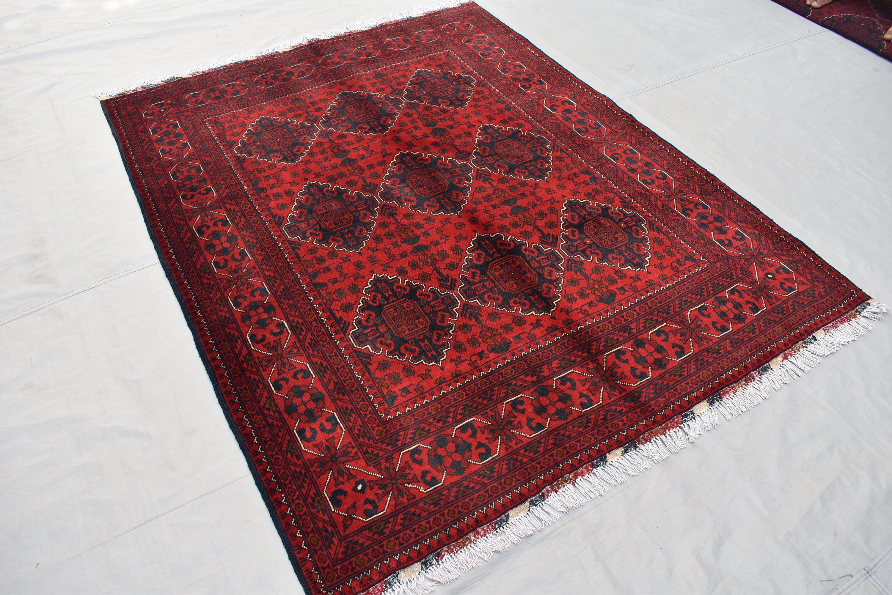 5×7 Afghan Bukhara Rug, Afghan Handmade Wool Rug, Oriental Turkoman Hand-knotted Wool Rug, Living Room Rug, Bedroom Rug, Afghan Rug