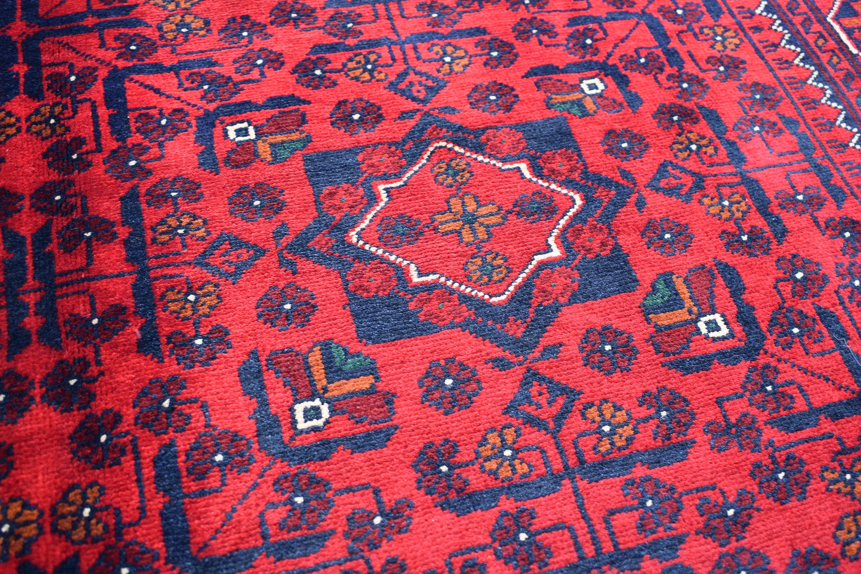 7.5×4.11 Ft Afghan Bukhara Rug, Afghan Handmade Wool Rug, Oriental Turkoman Hand-knotted Wool Rug, Living Room Rug, Bedroom Rug, Afghan Rug