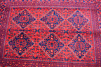 5x7 Handmade Bukhara Afghan Rug–Rich Red & Navy Blue Tribal Design, Premium Wool, Traditional Floor Carpet, Boho Living Room Decor 6.11x5.1