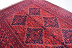 5x7 Handmade Bukhara Afghan Rug–Rich Red & Navy Blue Tribal Design, Premium Wool, Traditional Floor Carpet, Boho Living Room Decor 6.11x5.1