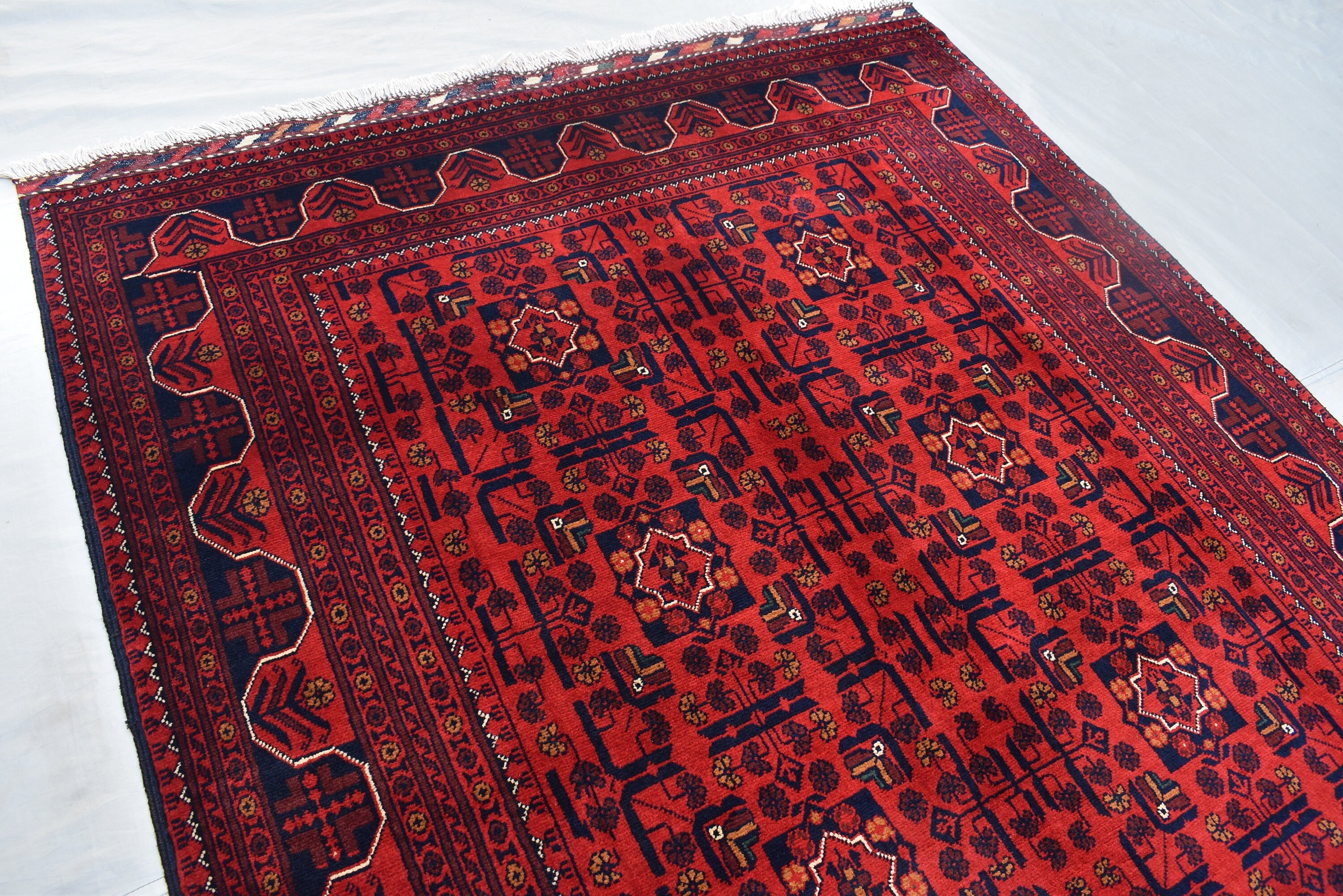 5x7 Medium Size Handmade Bukhara Rug–Vintage Red Wool Area Rug–Oriental Afghan Carpet–Traditional Boho Home Decor–Persian Style Rug4.11x6.11