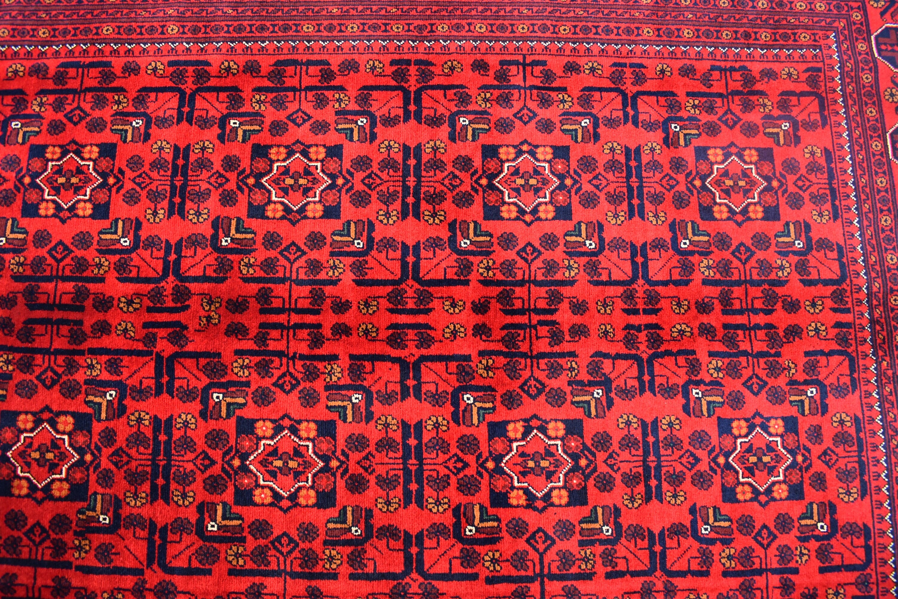 5x7 Medium Size Handmade Bukhara Rug–Vintage Red Wool Area Rug–Oriental Afghan Carpet–Traditional Boho Home Decor–Persian Style Rug4.11x6.11