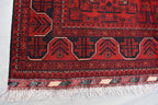4x7Ft Afghan Handwoven Bukhara Rug, Turkmen Oriental Red Wool Carpet, Rustic Home Decor Bedroom Rug, Living Room Rug, Office Rug, Rug Gift