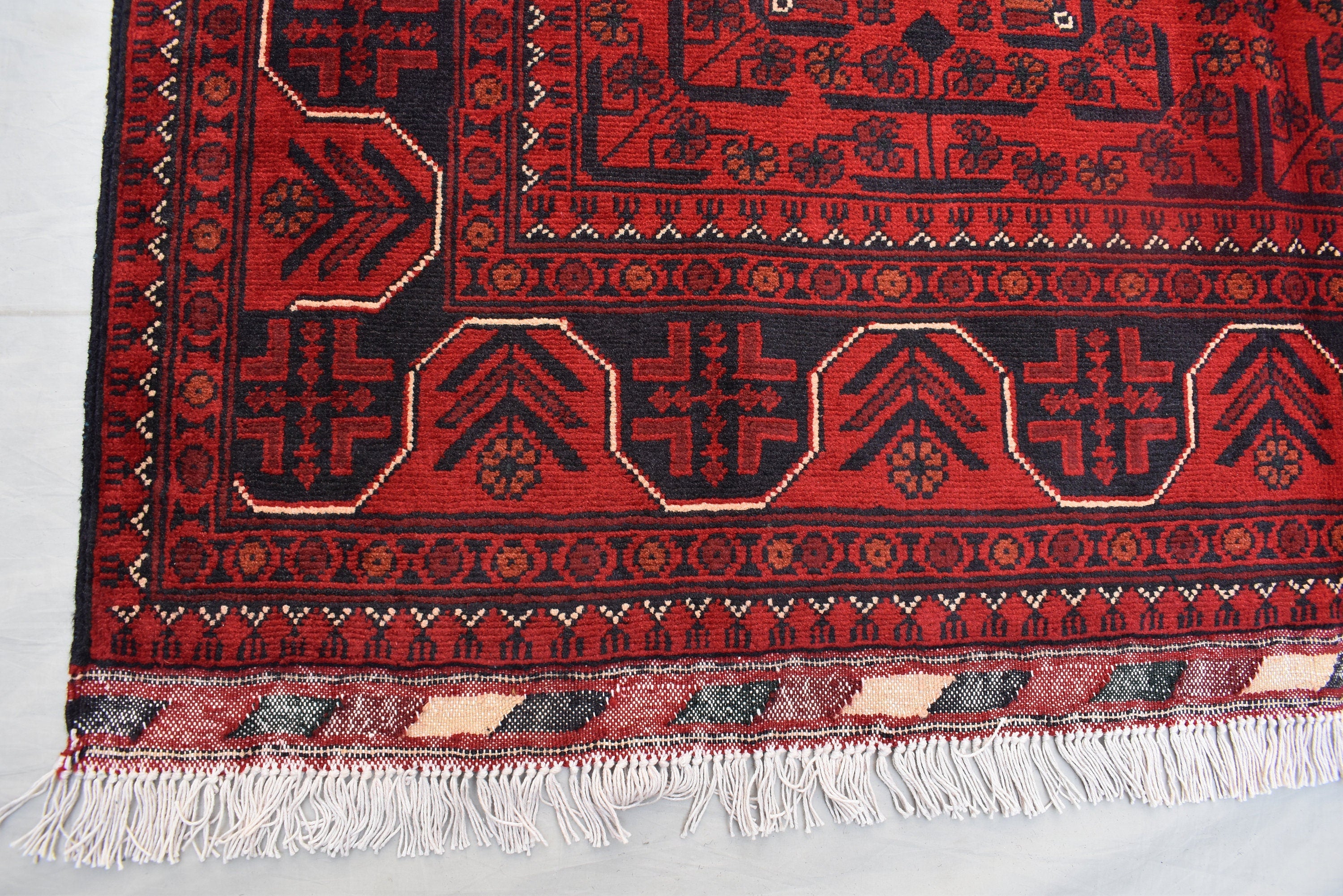4x7Ft Afghan Handwoven Bukhara Rug, Turkmen Oriental Red Wool Carpet, Rustic Home Decor Bedroom Rug, Living Room Rug, Office Rug, Rug Gift