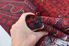 4x7Ft Afghan Handwoven Bukhara Rug, Turkmen Oriental Red Wool Carpet, Rustic Home Decor Bedroom Rug, Living Room Rug, Office Rug, Rug Gift
