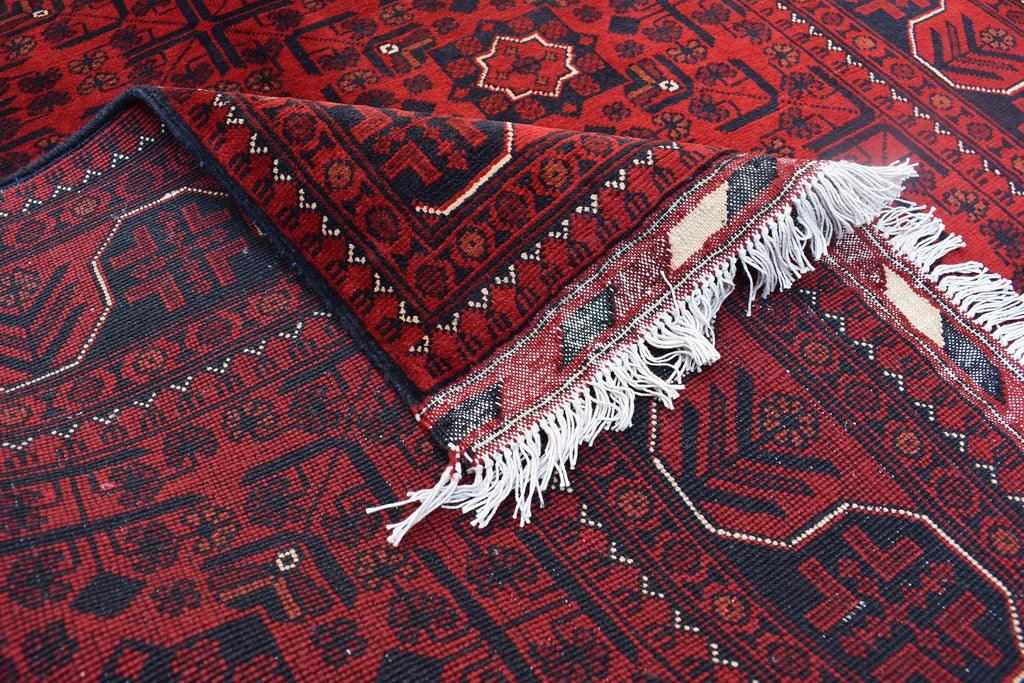 4x7Ft Afghan Handwoven Bukhara Rug, Turkmen Oriental Red Wool Carpet, Rustic Home Decor Bedroom Rug, Living Room Rug, Office Rug, Rug Gift
