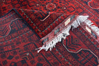 4x7Ft Afghan Handwoven Bukhara Rug, Turkmen Oriental Red Wool Carpet, Rustic Home Decor Bedroom Rug, Living Room Rug, Office Rug, Rug Gift