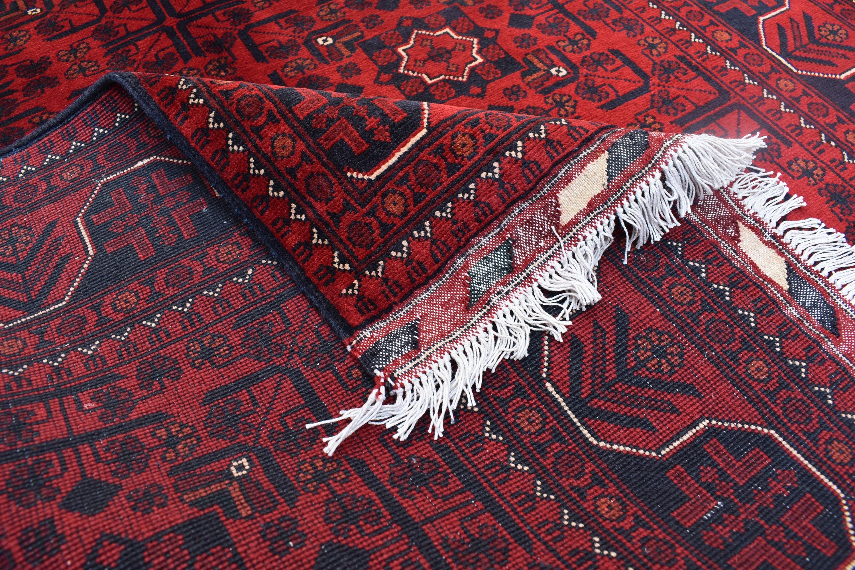 4x7Ft Afghan Handwoven Bukhara Rug, Turkmen Oriental Red Wool Carpet, Rustic Home Decor Bedroom Rug, Living Room Rug, Office Rug, Rug Gift