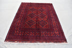 5x7Ft Afghan Bukhara rug, Turkmen handmade Wool rug, Khal Muhammadi Khamyab Bukhara Tribal rug, Living room rug, bedroom rug