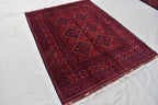 5x7Ft Afghan Bukhara rug, Turkmen handmade Wool rug, Khal Muhammadi Khamyab Bukhara Tribal rug, Living room rug, bedroom rug