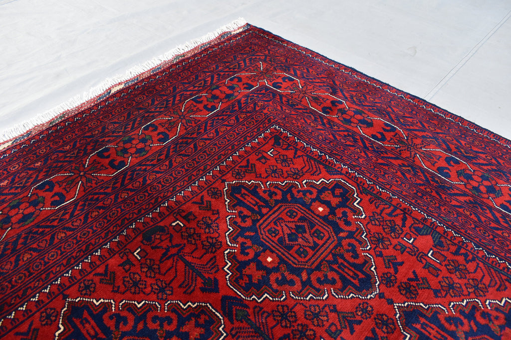 5x7Ft Afghan Bukhara rug, Turkmen handmade Wool rug, Khal Muhammadi Khamyab Bukhara Tribal rug, Living room rug, bedroom rug