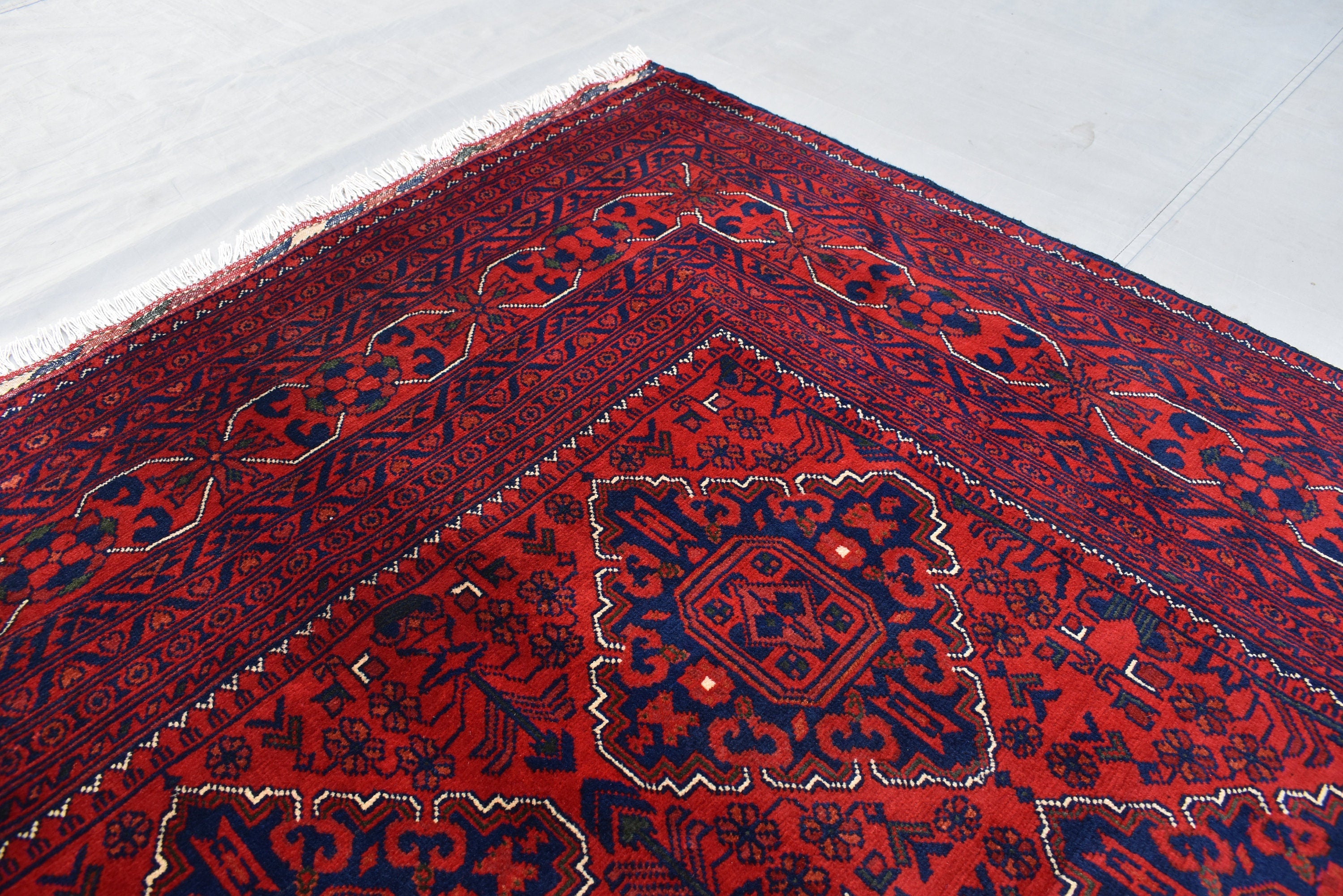 5x7Ft Afghan Bukhara rug, Turkmen handmade Wool rug, Khal Muhammadi Khamyab Bukhara Tribal rug, Living room rug, bedroom rug