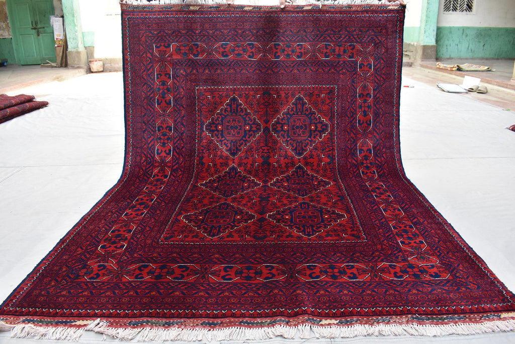 5x7Ft Afghan Bukhara rug, Turkmen handmade Wool rug, Khal Muhammadi Khamyab Bukhara Tribal rug, Living room rug, bedroom rug