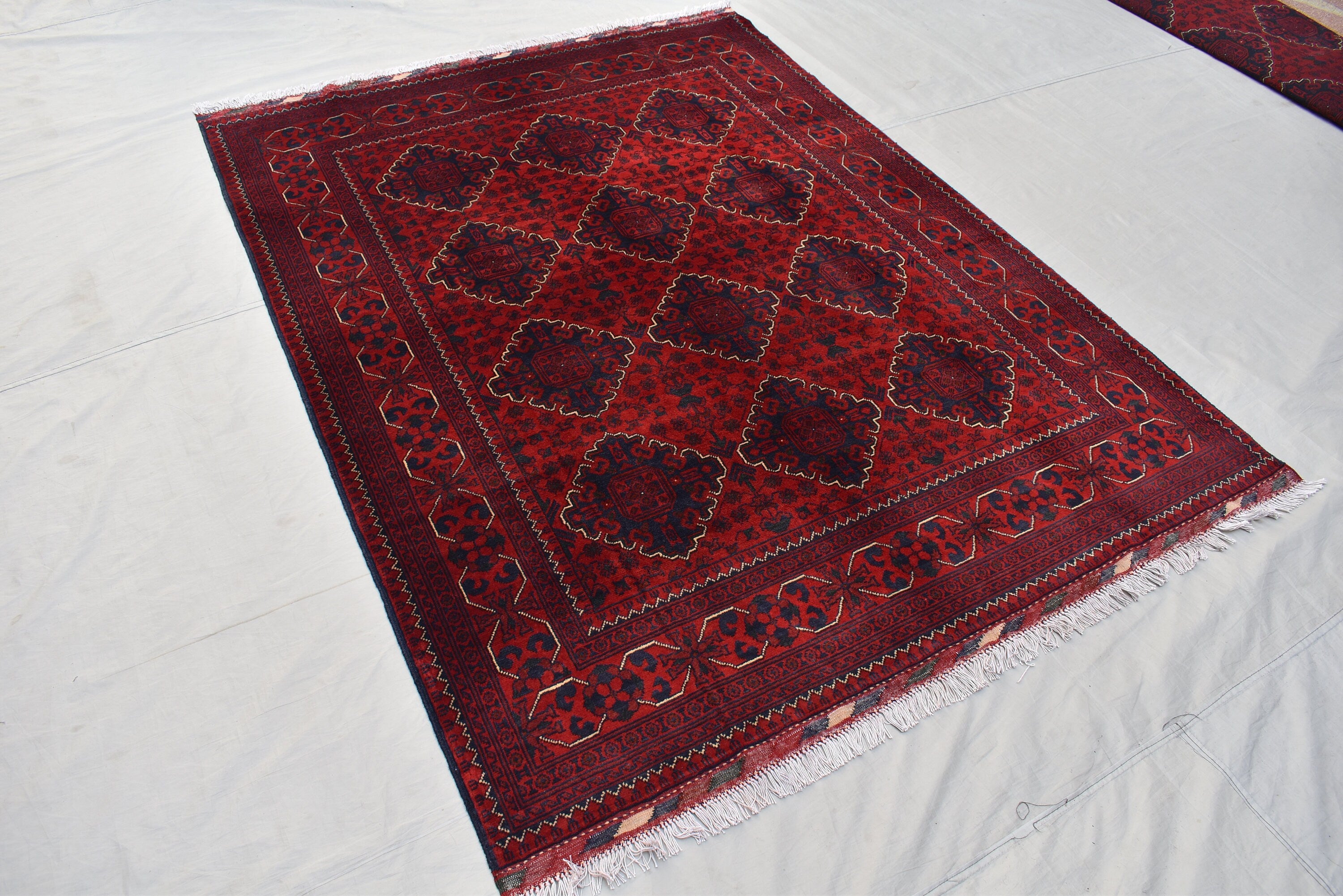 6.7 x4.10 Ft Afghan Bukhara rug, Turkmen handmade Wool rug, Custom Khal Muhammadi Khamyab Bukhara rugs, Tribal rug, Living room, Office rug