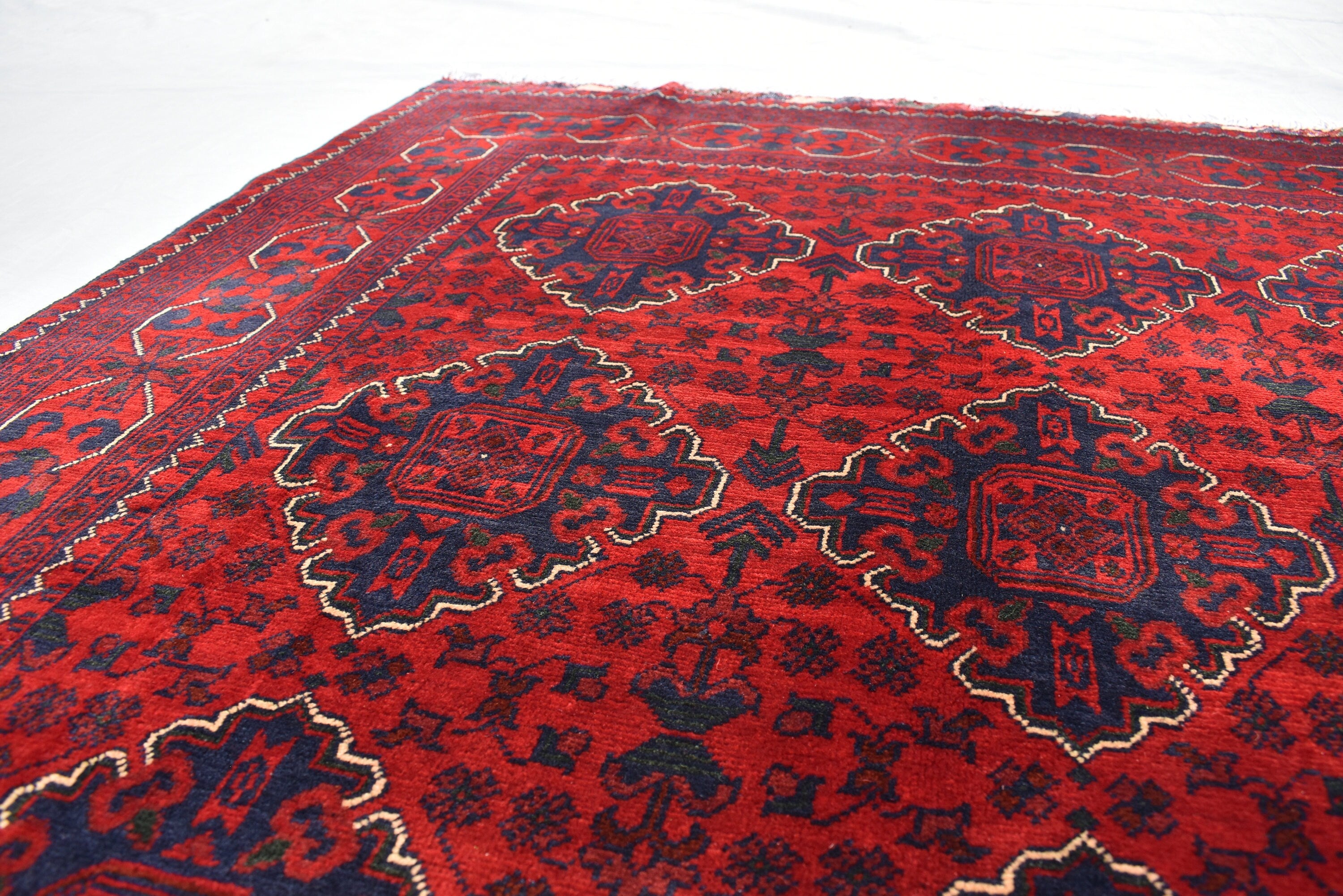 6.7 x4.10 Ft Afghan Bukhara rug, Turkmen handmade Wool rug, Custom Khal Muhammadi Khamyab Bukhara rugs, Tribal rug, Living room, Office rug