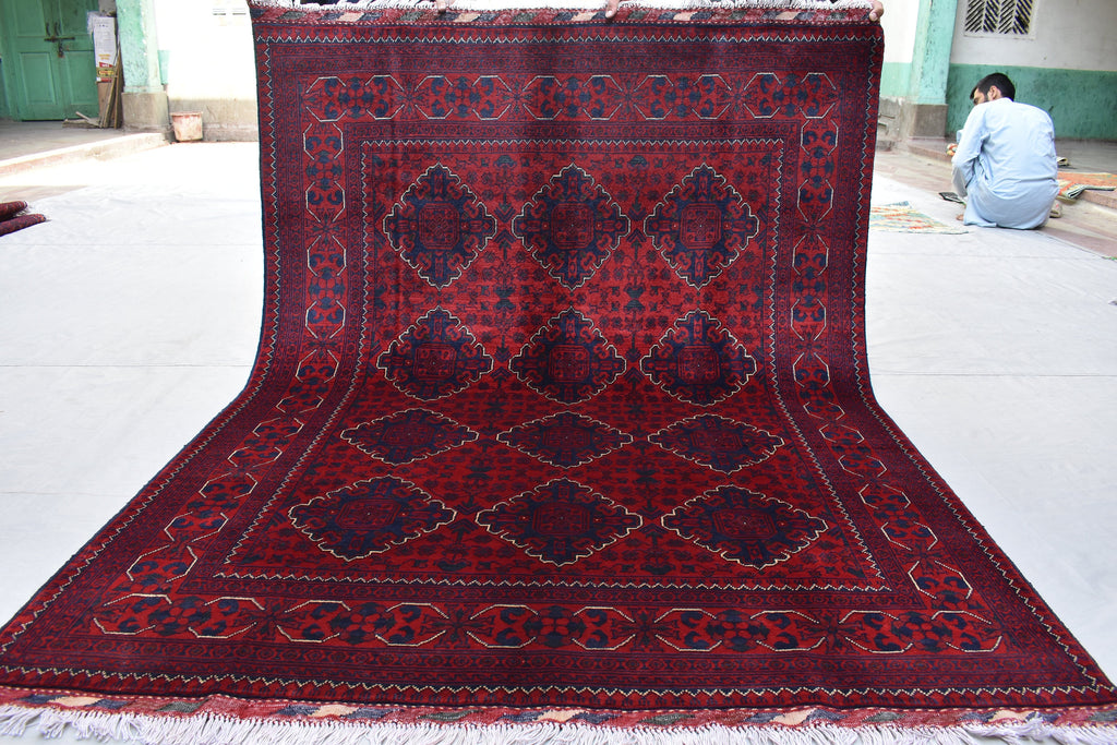 6.7 x4.10 Ft Afghan Bukhara rug, Turkmen handmade Wool rug, Custom Khal Muhammadi Khamyab Bukhara rugs, Tribal rug, Living room, Office rug