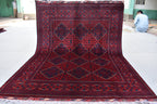 6.7 x4.10 Ft Afghan Bukhara rug, Turkmen handmade Wool rug, Custom Khal Muhammadi Khamyab Bukhara rugs, Tribal rug, Living room, Office rug