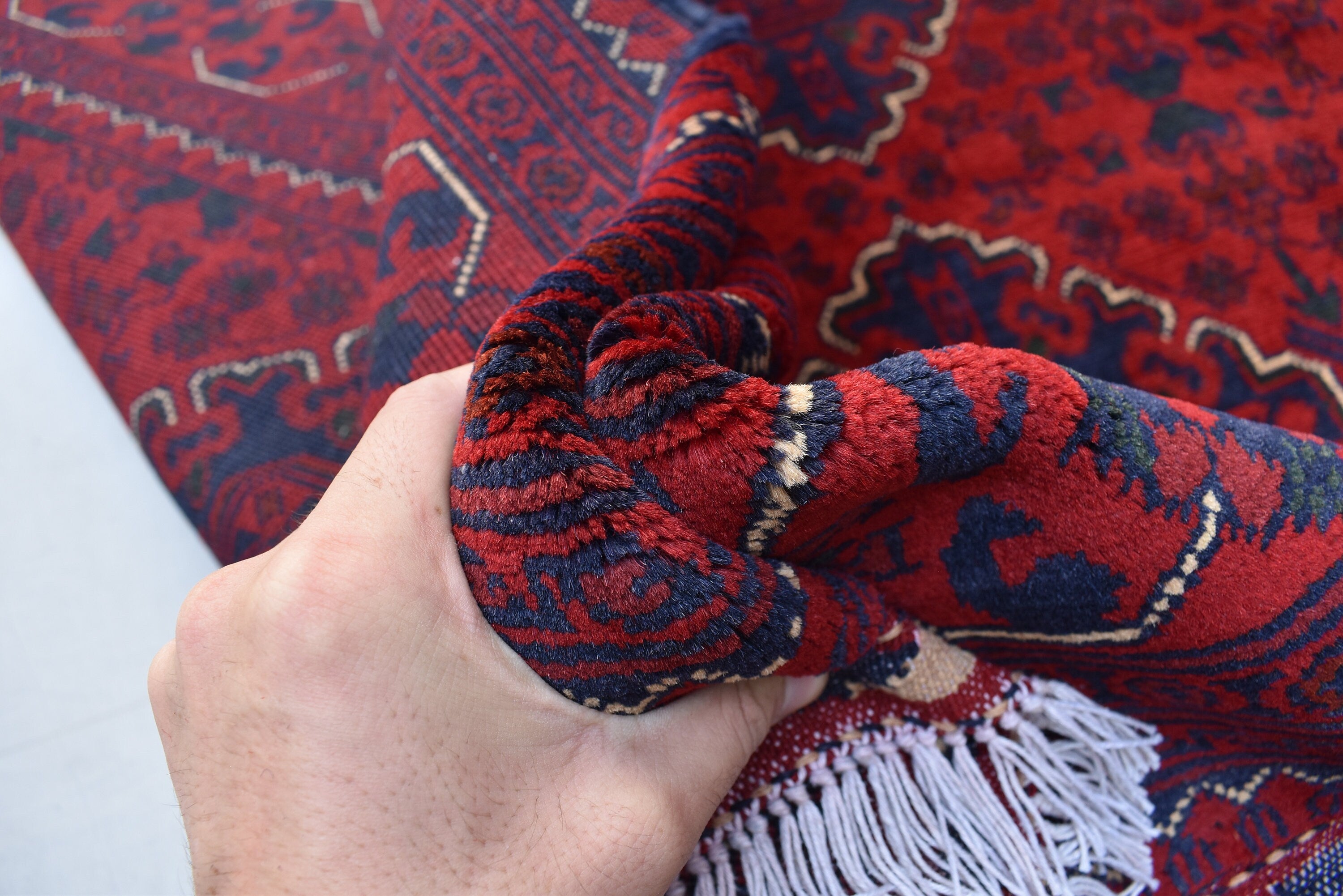 6.7 x4.10 Ft Afghan Bukhara rug, Turkmen handmade Wool rug, Custom Khal Muhammadi Khamyab Bukhara rugs, Tribal rug, Living room, Office rug
