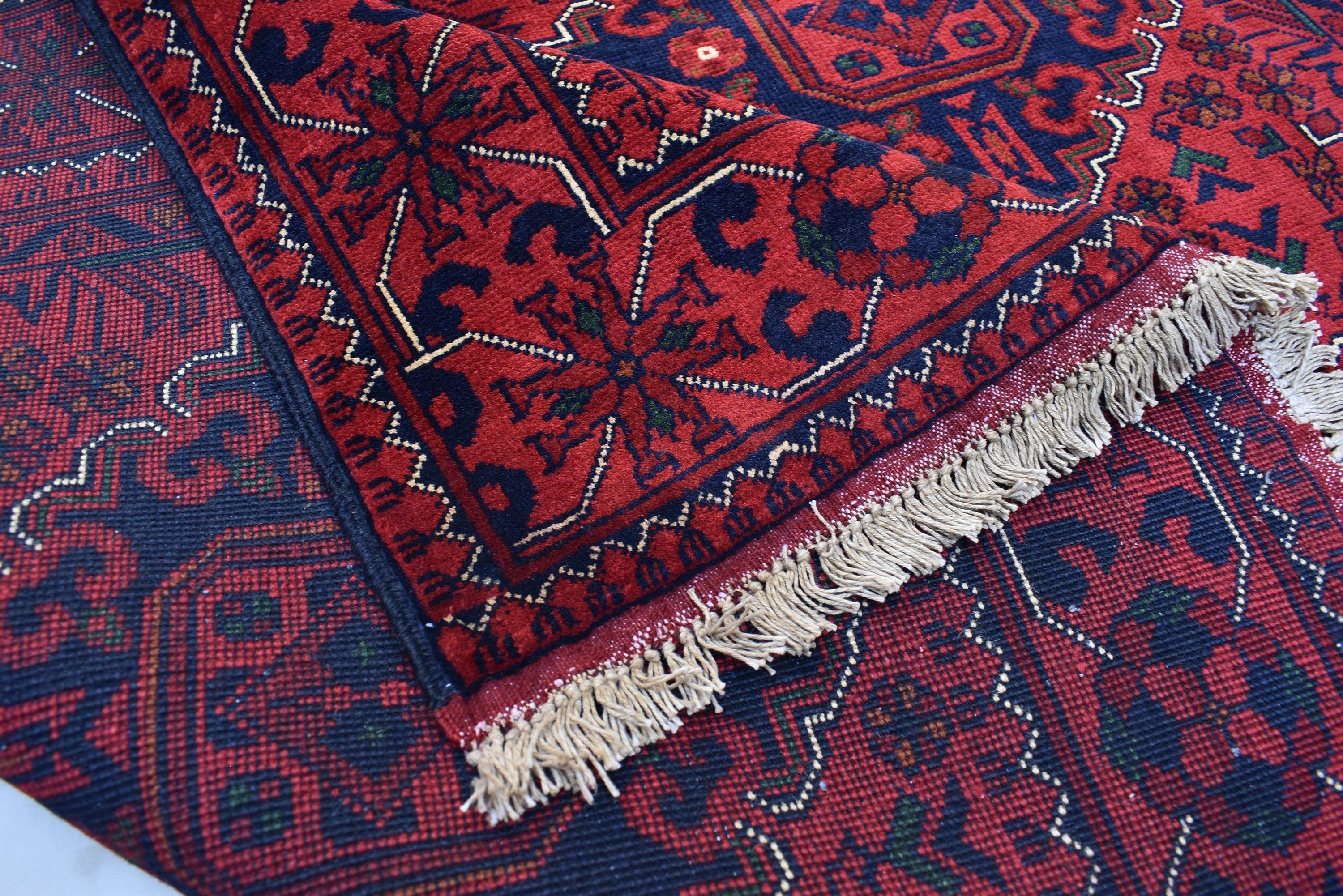 6.4 x4.9 Ft Afghan Bukhara rug, Turkmen handmade Wool rug, Custom Khal Muhammadi Khamyab Bukhara rugs, Tribal rug, Living room, Office, rug