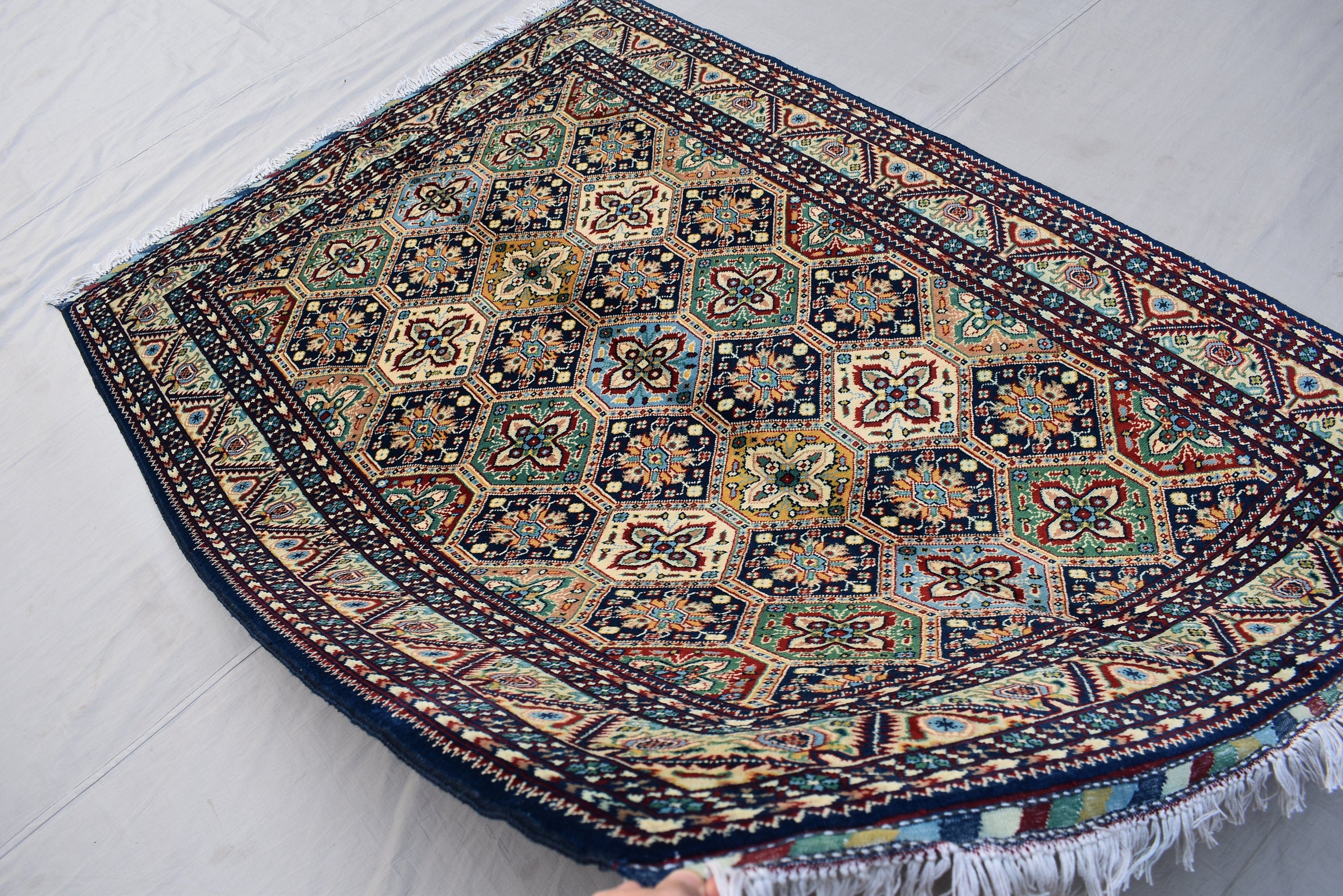 Afghan rug 6.2 x 4.10 Ft, High-Quality Afghan Turkman, Handmade Rug, Hand-knotted Bukhara Rug, Bedroom rug ,Area Rug, Oriental Living Room