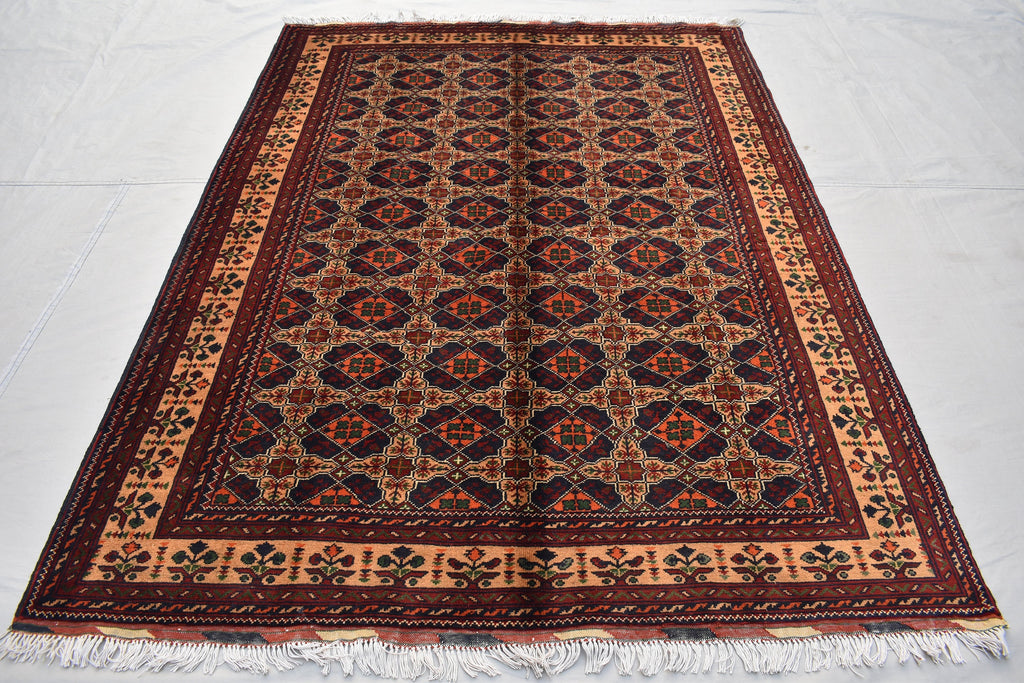 Bokhara 5x7 Ft, Hand Knotted High Quality Wool Rug- Multi Color Rugs For Living Room- Turkoman Tribal Rug 5X7- High Pile Soft Wool Area Rugs