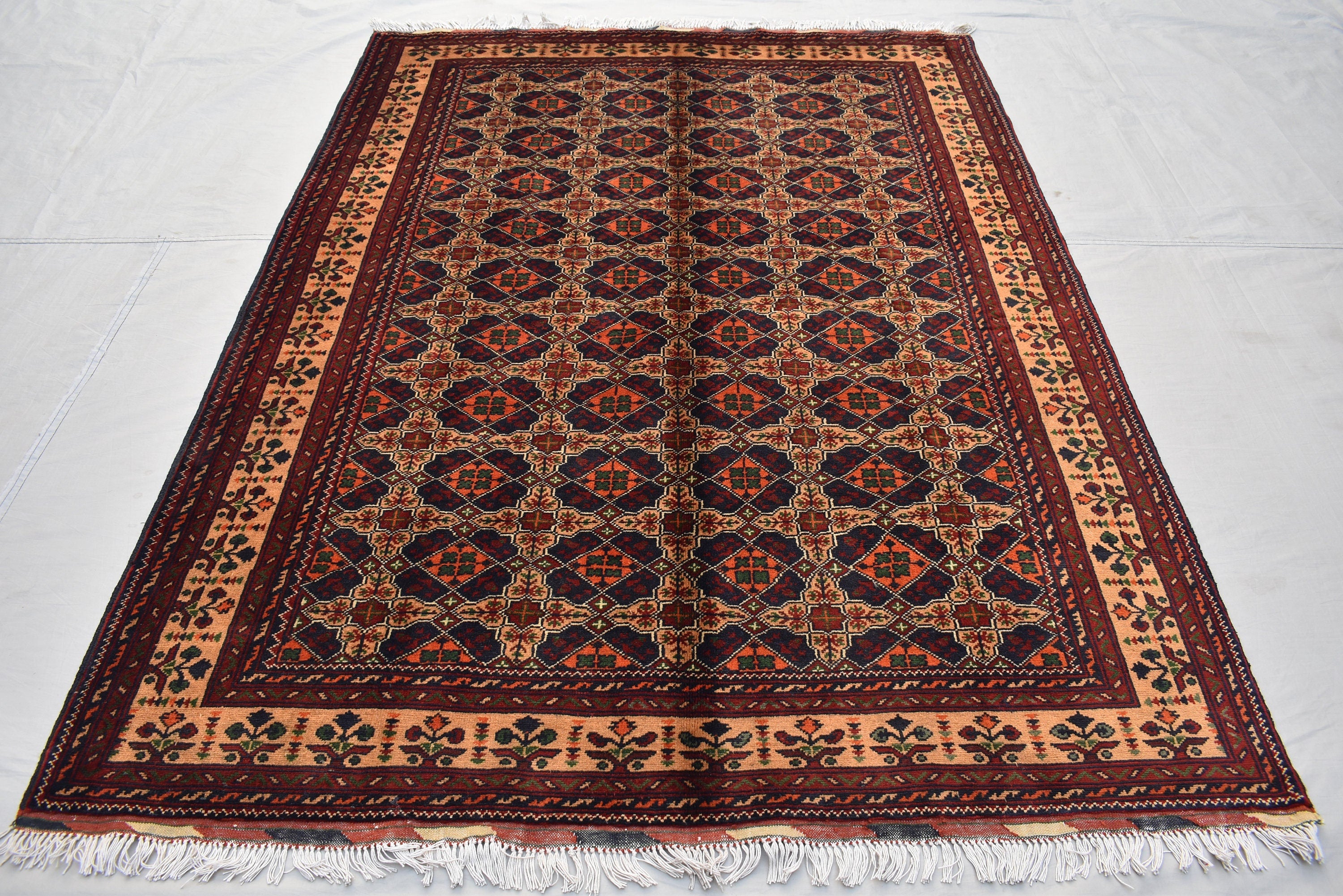 Bokhara 5x7 Ft, Hand Knotted High Quality Wool Rug- Multi Color Rugs For Living Room- Turkoman Tribal Rug 5X7- High Pile Soft Wool Area Rugs