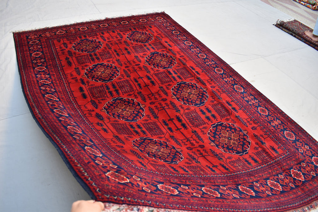 6x9 Bukhara Handwoven Afghan Rug, Authentic Luxurious and timeless, Perfect for Modern and Traditional Homes, Free shipping- 5.10x8.10 ft