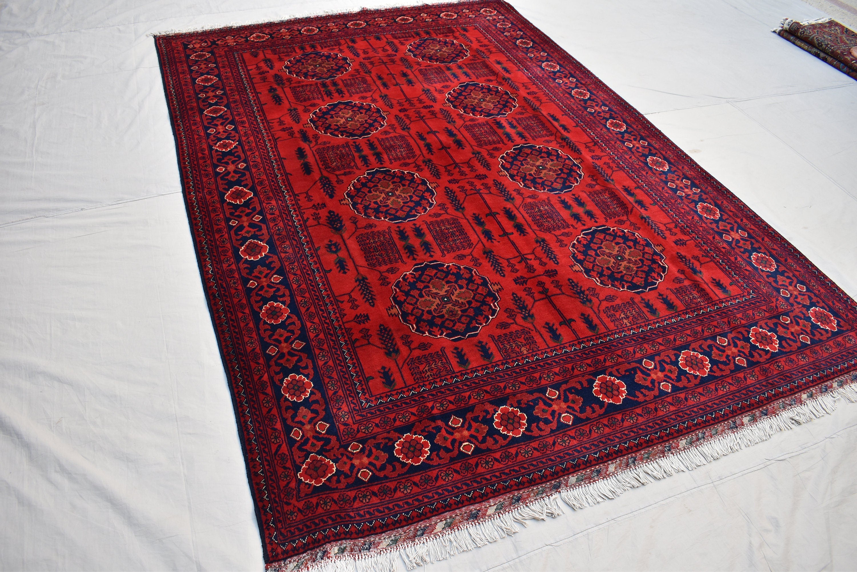 6x9 Bukhara Handwoven Afghan Rug, Authentic Luxurious and timeless, Perfect for Modern and Traditional Homes, Free shipping- 5.10x8.10 ft