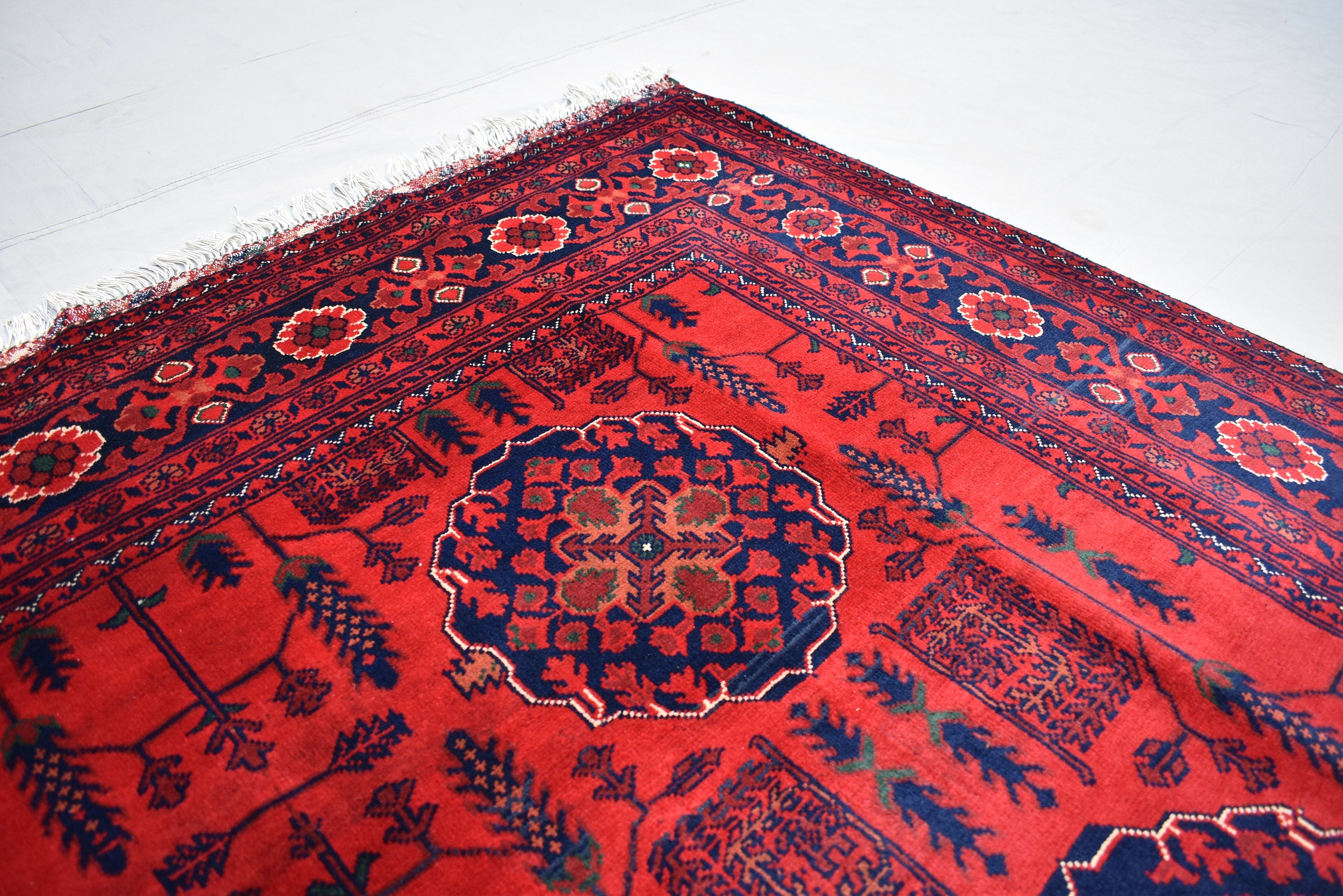6x9 Bukhara Handwoven Afghan Rug, Authentic Luxurious and timeless, Perfect for Modern and Traditional Homes, Free shipping- 5.10x8.10 ft