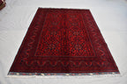 6x8Ft, Handwoven Afghan Bukhara Rug, Turkmen Tribal Traditional Wool Carpet Soft Pile, Boho Home Decor, Perfect for living room, Bedroom