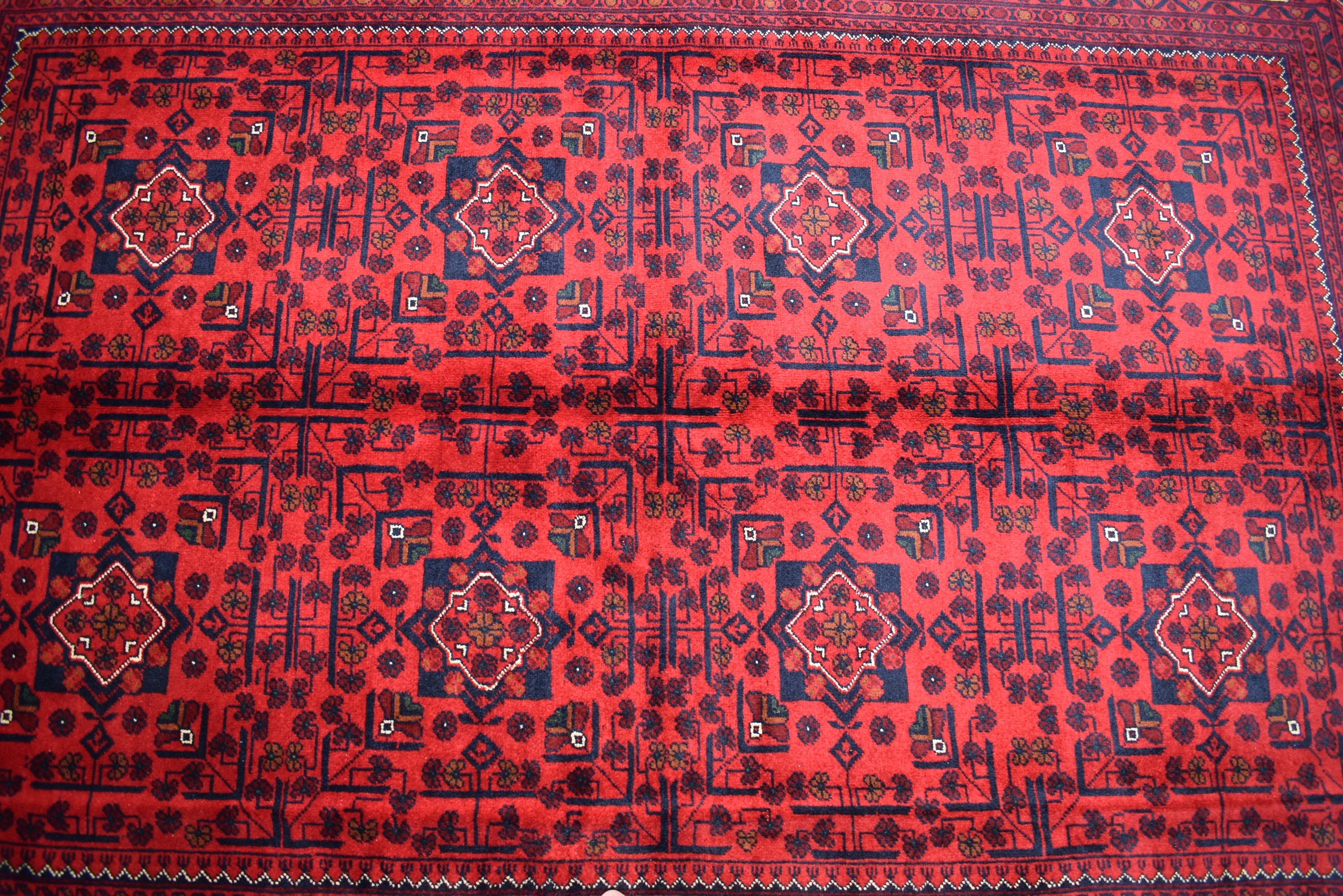 6x8Ft, Handwoven Afghan Bukhara Rug, Turkmen Tribal Traditional Wool Carpet Soft Pile, Boho Home Decor, Perfect for living room, Bedroom