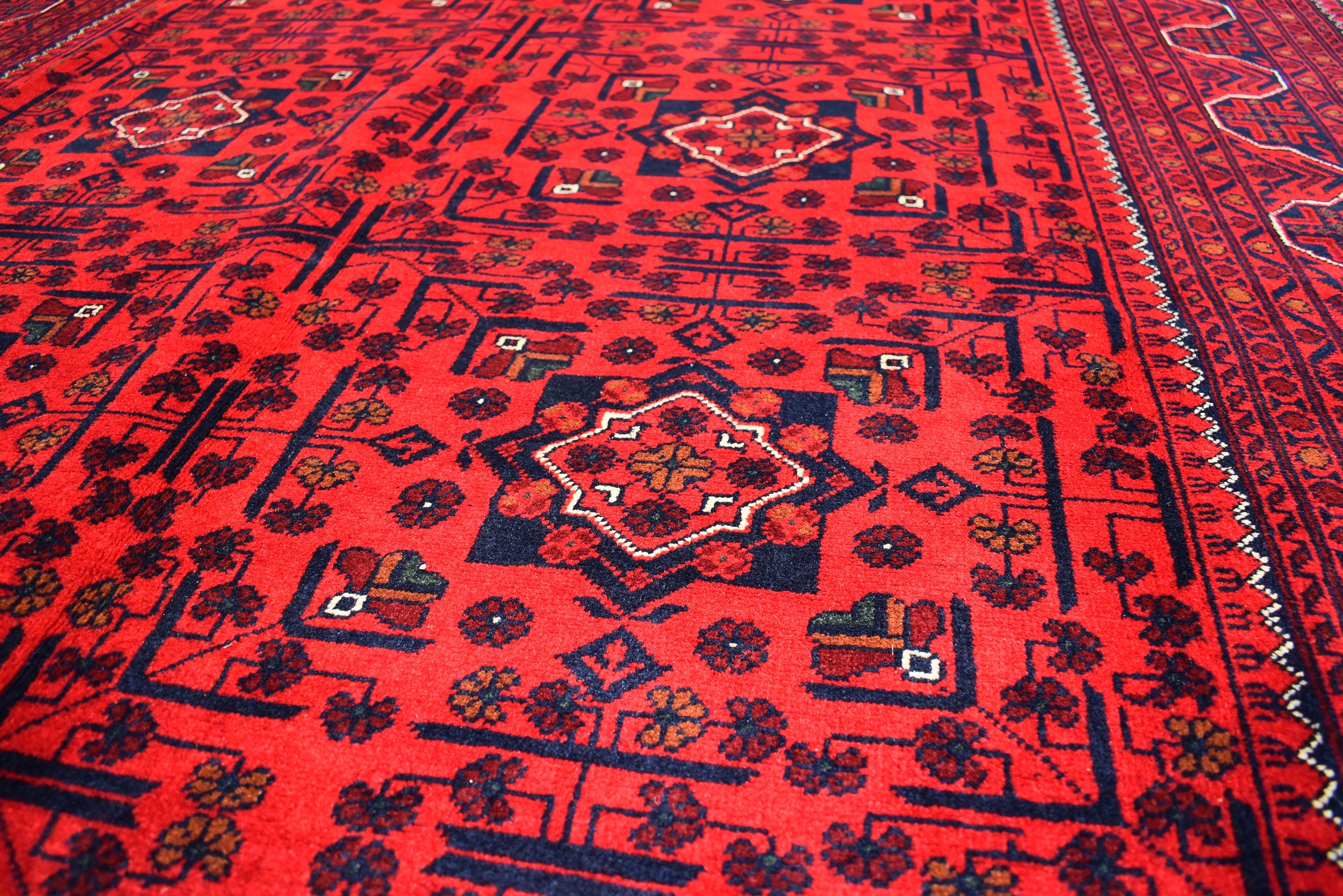 6x8Ft, Handwoven Afghan Bukhara Rug, Turkmen Tribal Traditional Wool Carpet Soft Pile, Boho Home Decor, Perfect for living room, Bedroom