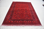 6x8 Bokhara Rug – Turkmen Afghan Handmade Wool Area Carpet, 100% Wool, Vegetable Dyed, Bukhara Pattern Oriental Rug on Sale, Bedroom Rug