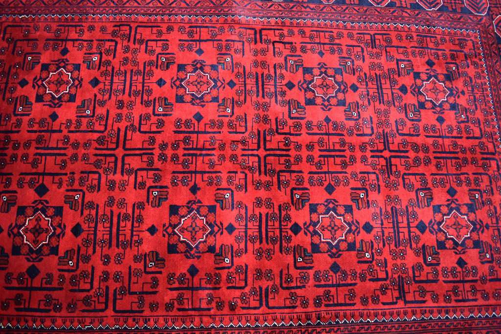 6x8 Bokhara Rug – Turkmen Afghan Handmade Wool Area Carpet, 100% Wool, Vegetable Dyed, Bukhara Pattern Oriental Rug on Sale, Bedroom Rug