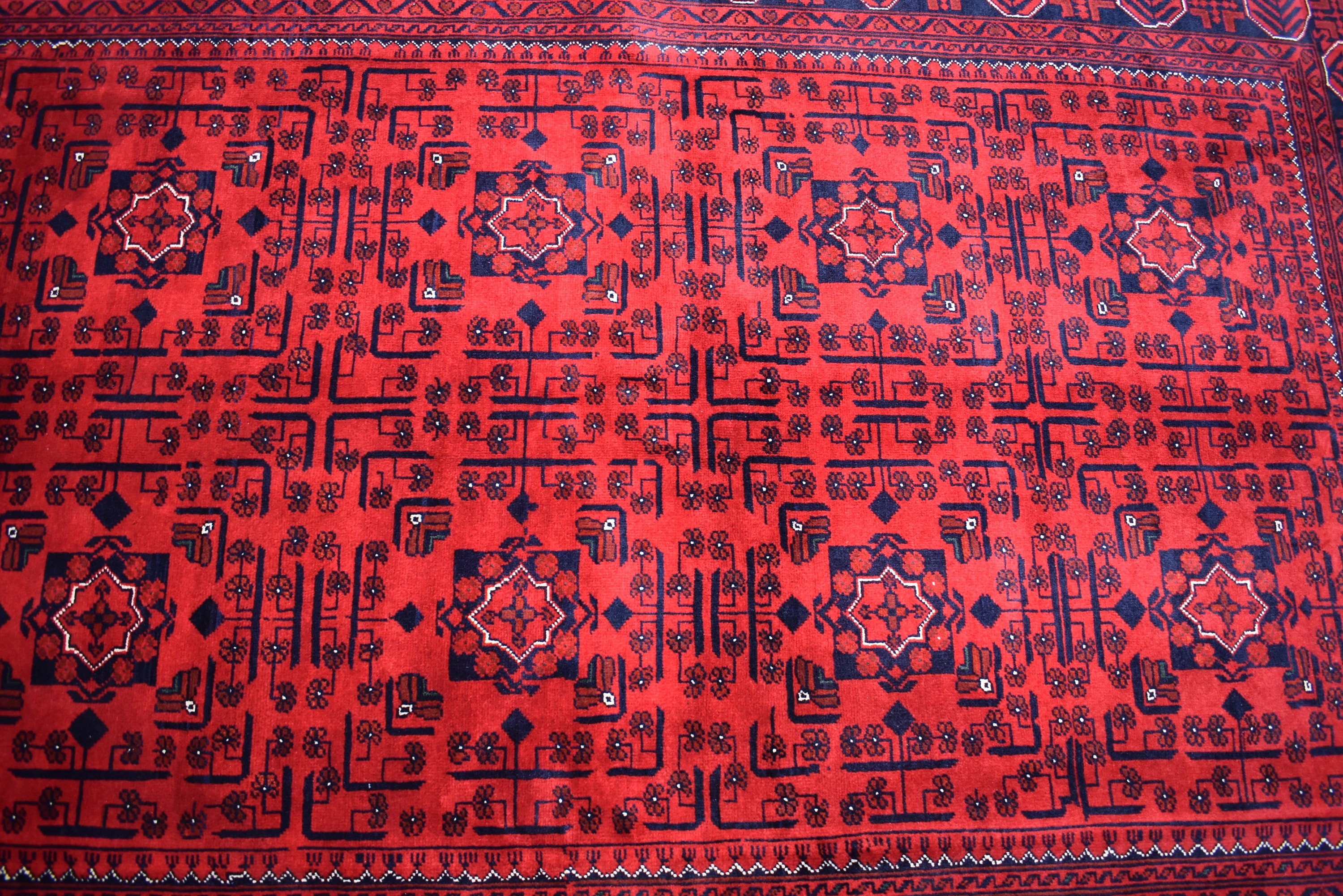 6x8 Bokhara Rug – Turkmen Afghan Handmade Wool Area Carpet, 100% Wool, Vegetable Dyed, Bukhara Pattern Oriental Rug on Sale, Bedroom Rug
