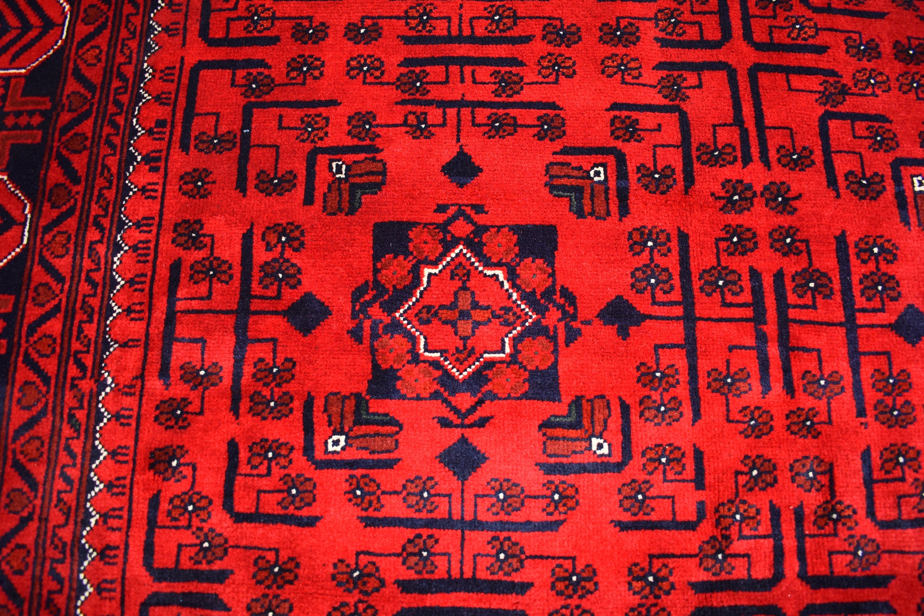 6x8 Bokhara Rug – Turkmen Afghan Handmade Wool Area Carpet, 100% Wool, Vegetable Dyed, Bukhara Pattern Oriental Rug on Sale, Bedroom Rug