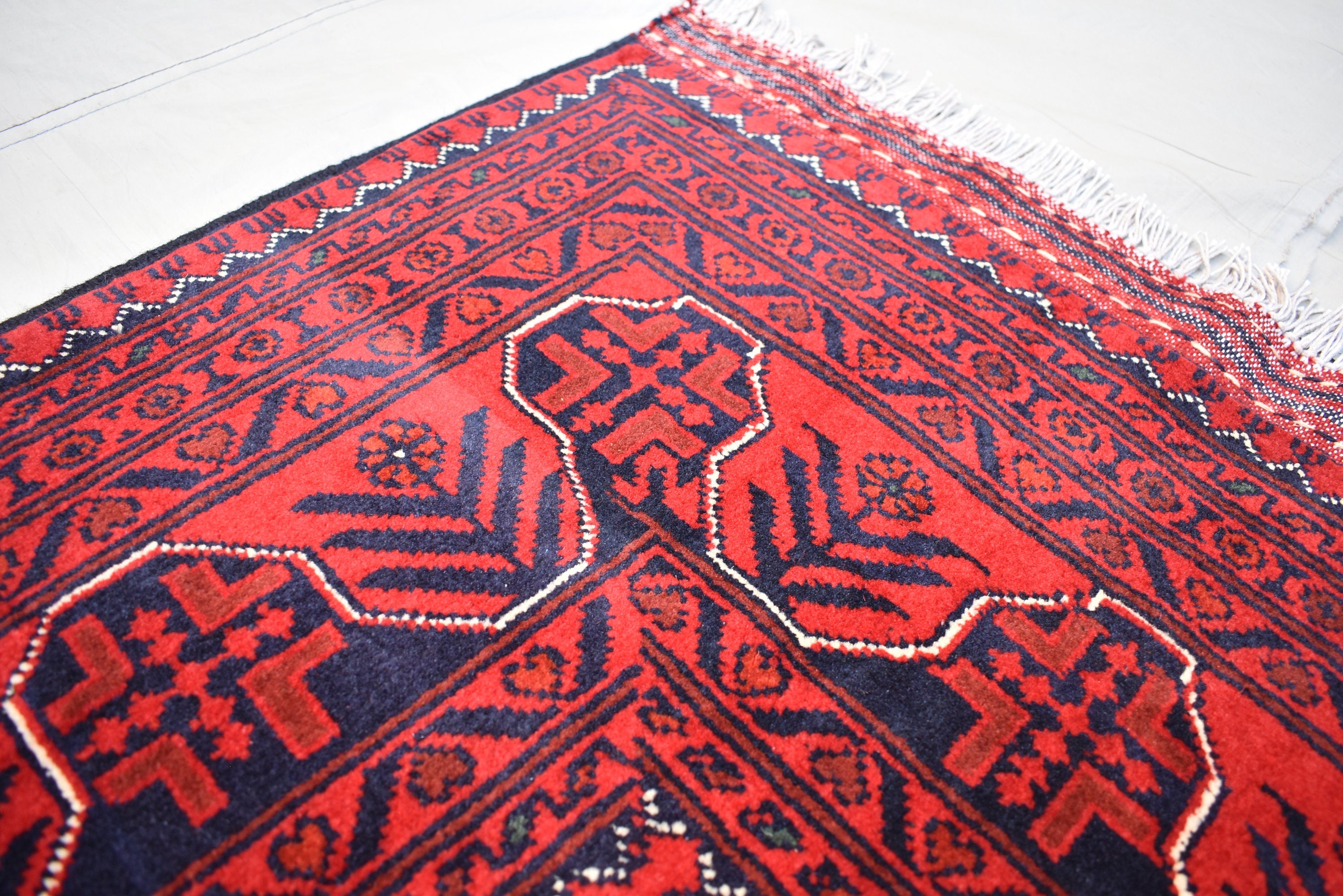 6x8 Bokhara Rug – Turkmen Afghan Handmade Wool Area Carpet, 100% Wool, Vegetable Dyed, Bukhara Pattern Oriental Rug on Sale, Bedroom Rug