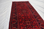 16ft Afghan Khal Mohammadi Runner – Handwoven Wool Turkmen Khamiyab Bokhara Rug, Long Oriental Hallway Runner, Vintage Red Carpet, Events
