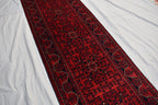 16ft Afghan Khal Mohammadi Runner – Handwoven Wool Turkmen Khamiyab Bokhara Rug, Long Oriental Hallway Runner, Vintage Red Carpet, Events