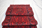 16ft Afghan Khal Mohammadi Runner – Handwoven Wool Turkmen Khamiyab Bokhara Rug, Long Oriental Hallway Runner, Vintage Red Carpet, Events