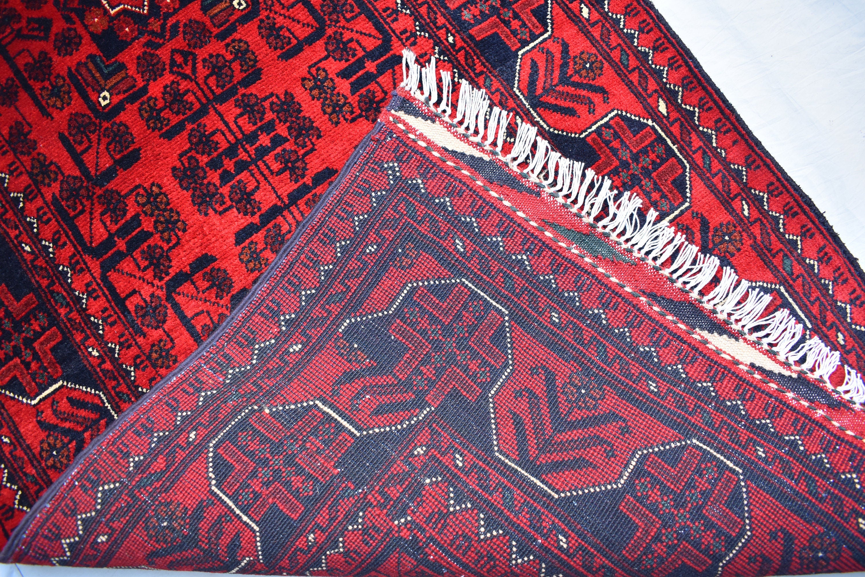 16ft Afghan Khal Mohammadi Runner – Handwoven Wool Turkmen Khamiyab Bokhara Rug, Long Oriental Hallway Runner, Vintage Red Carpet, Events