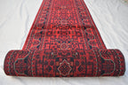 3x16 ft Handmade Hallway Runner Rug, Afghan Tribal Bukhara Deep Red Corridor Carpet