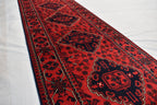 3x13Ft, Red Turkmen Wedding Runner Rug – Afghan Wool Hallway Runner | Handmade Khamiyab Bokhara Rug for Aisle, Event, or Home Decor 394x78cm