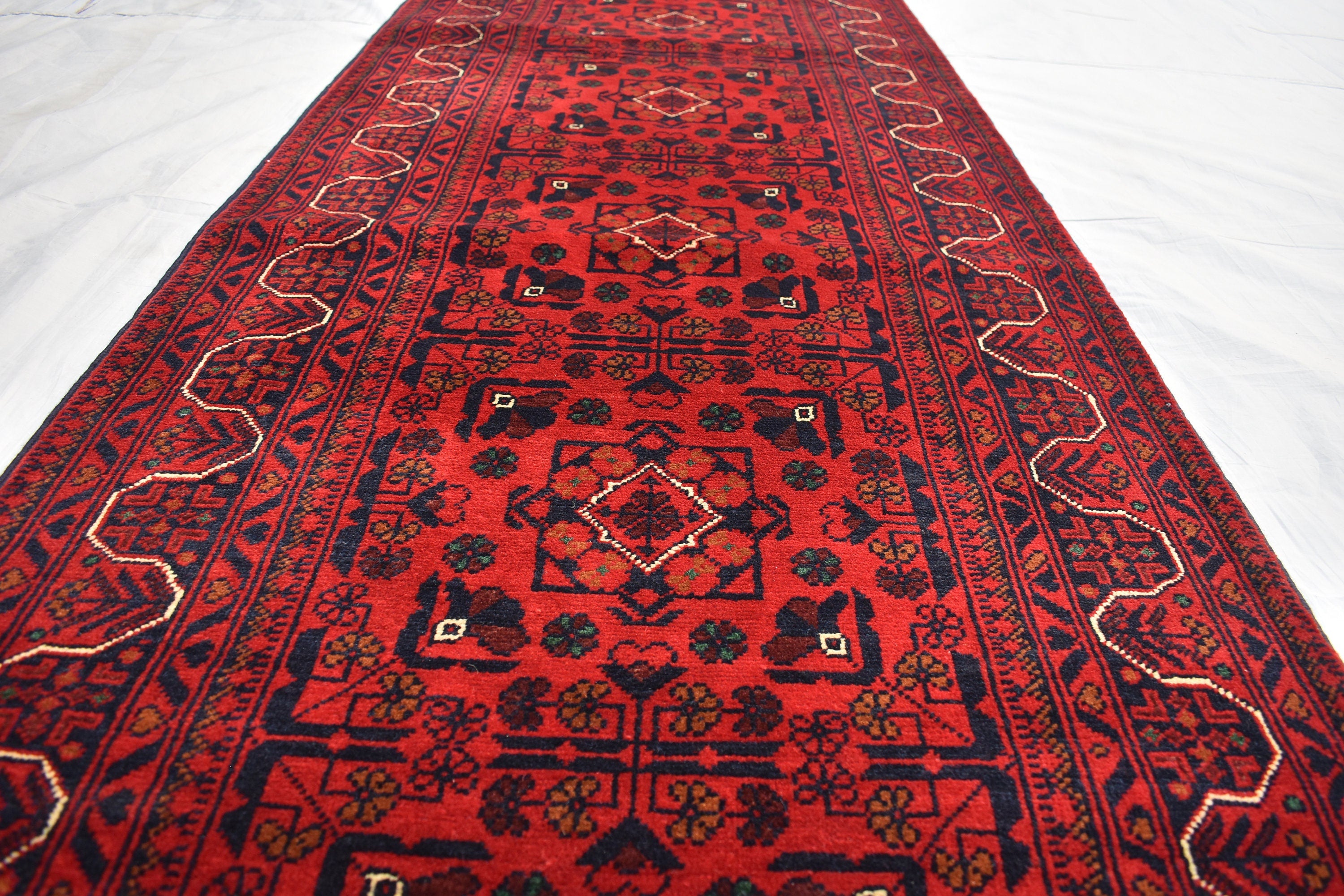 3x16Ft Long Afghan Hallway Runner, Extra Long Handmade Afghan Runner, High Quality 100% Wool Turkmen Runner, Entryway Oriental Runner Rug