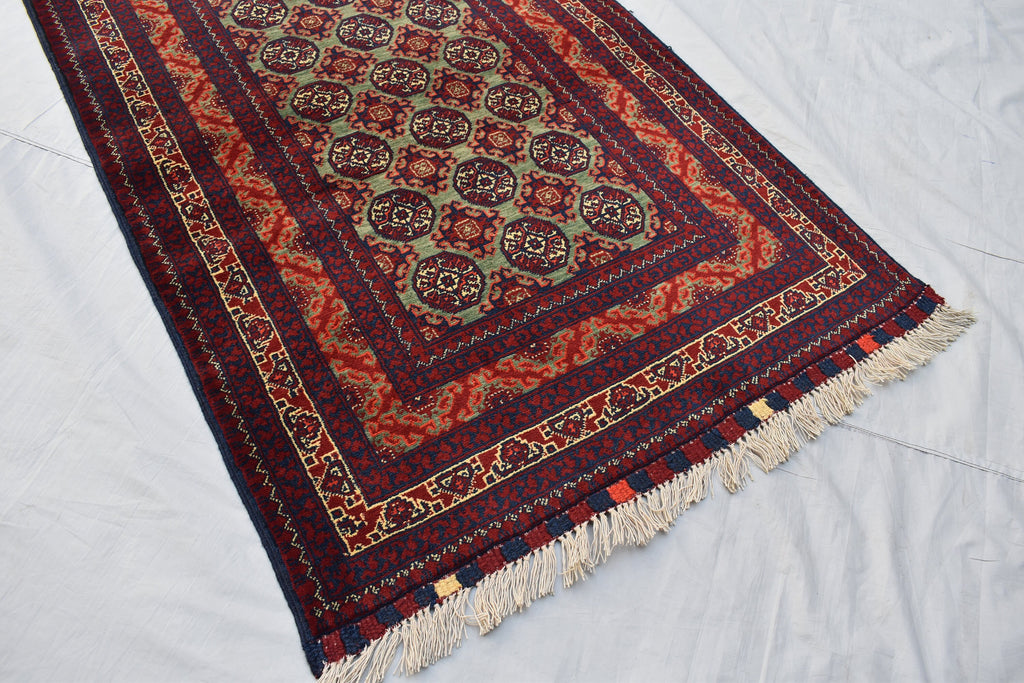 12.11x2.11 Afghan Turkmen Bukhara Runner Rug Handmade, Hallway Runner, Oriental Runner, Entryway Rug, Corridor Runner